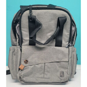 Ferlin Backpack Diaper Bag- Dark Grey/Black Straps